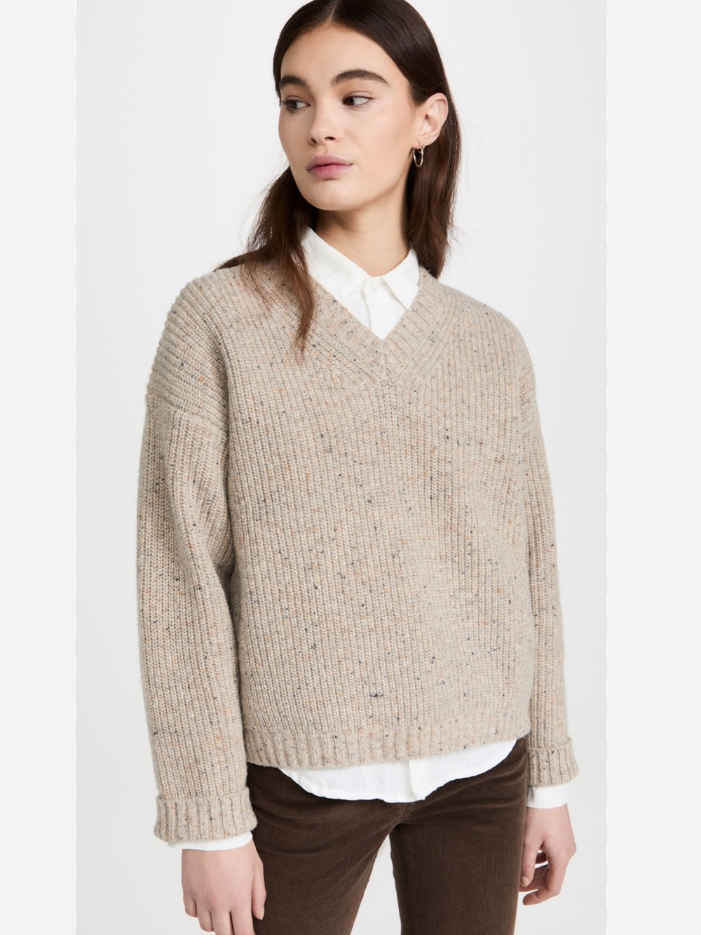 Alex Mill Genevieve V-Neck Merino Wool Alpaca Sweater in Oatmeal Women’s Small